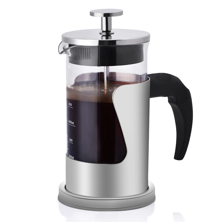 Presa franceza pentru cafea si ceai, otel inoxidabil 304, capacitate mare, filtru triplu, 1.2oz