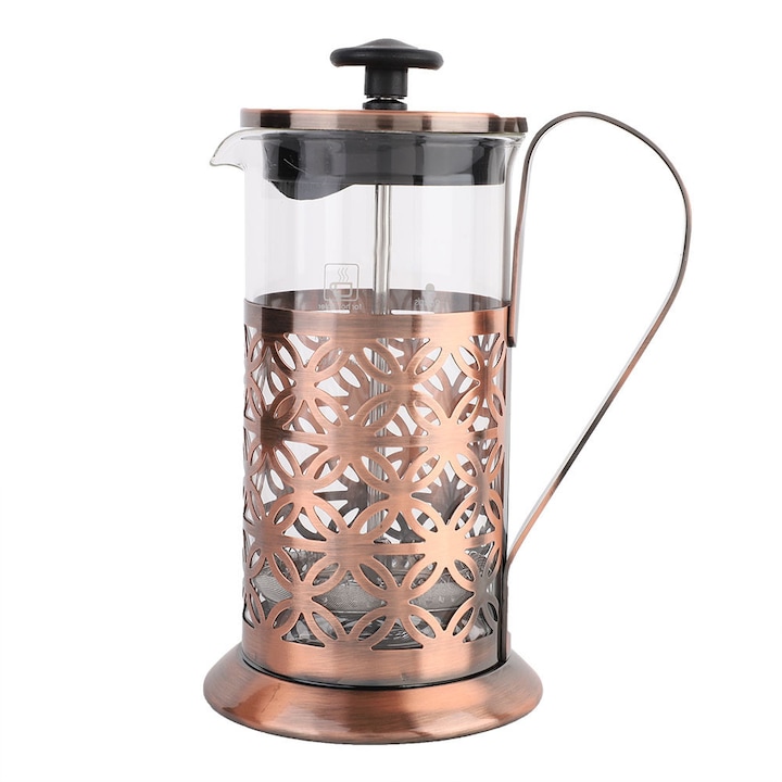 Cafetiera oala cafea 350ml inox presare manuala argintiu