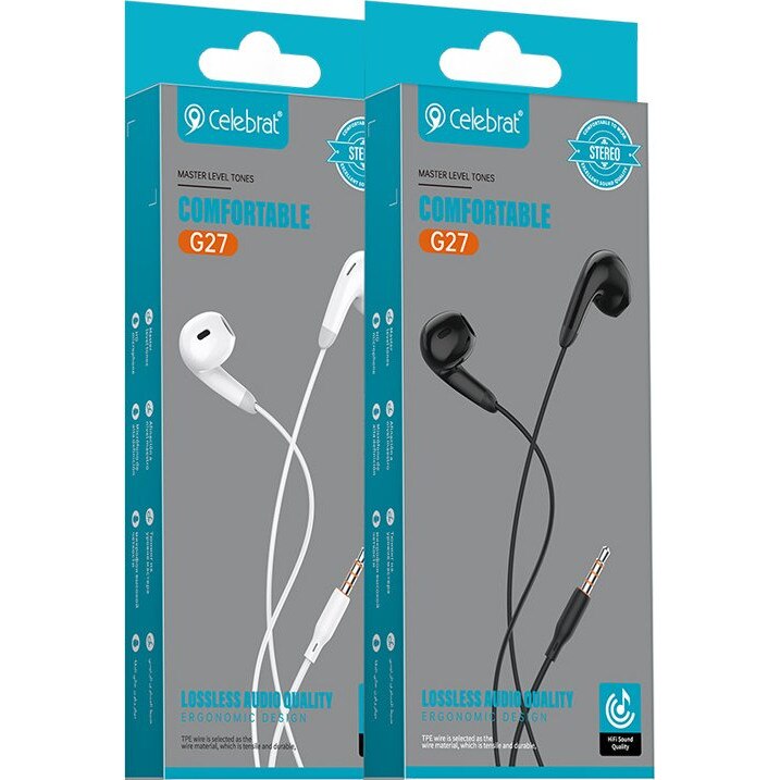 Casti cu fir Celebrat G27, microfon, negru, 1.2m, 3.5mm