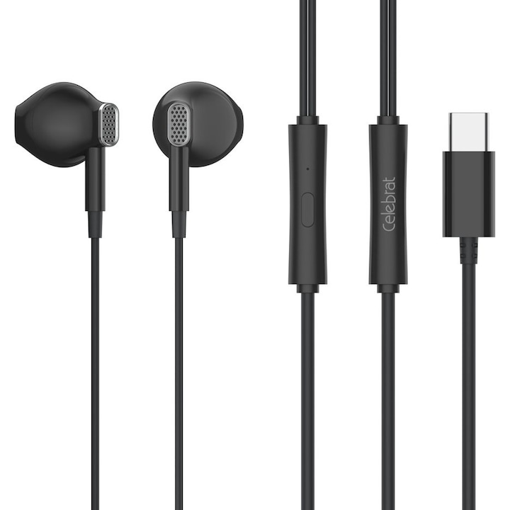 Casti Celebrat D12, microfon, USB-C, negru, 1.2m