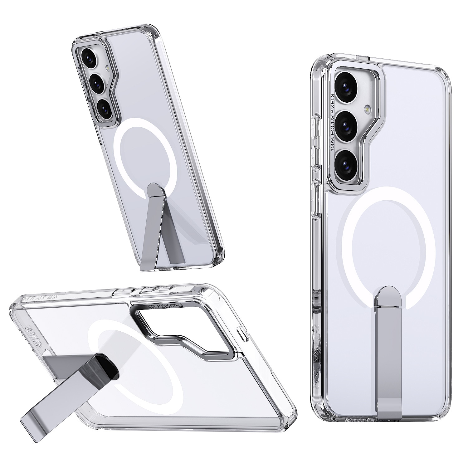 Husa de protectie pentru Samsung Galaxy S26 Compatibila cu MagSafe, Kickstand Metalic, TPU + Acril, Transparent – Protectie Premium si Design Elegant