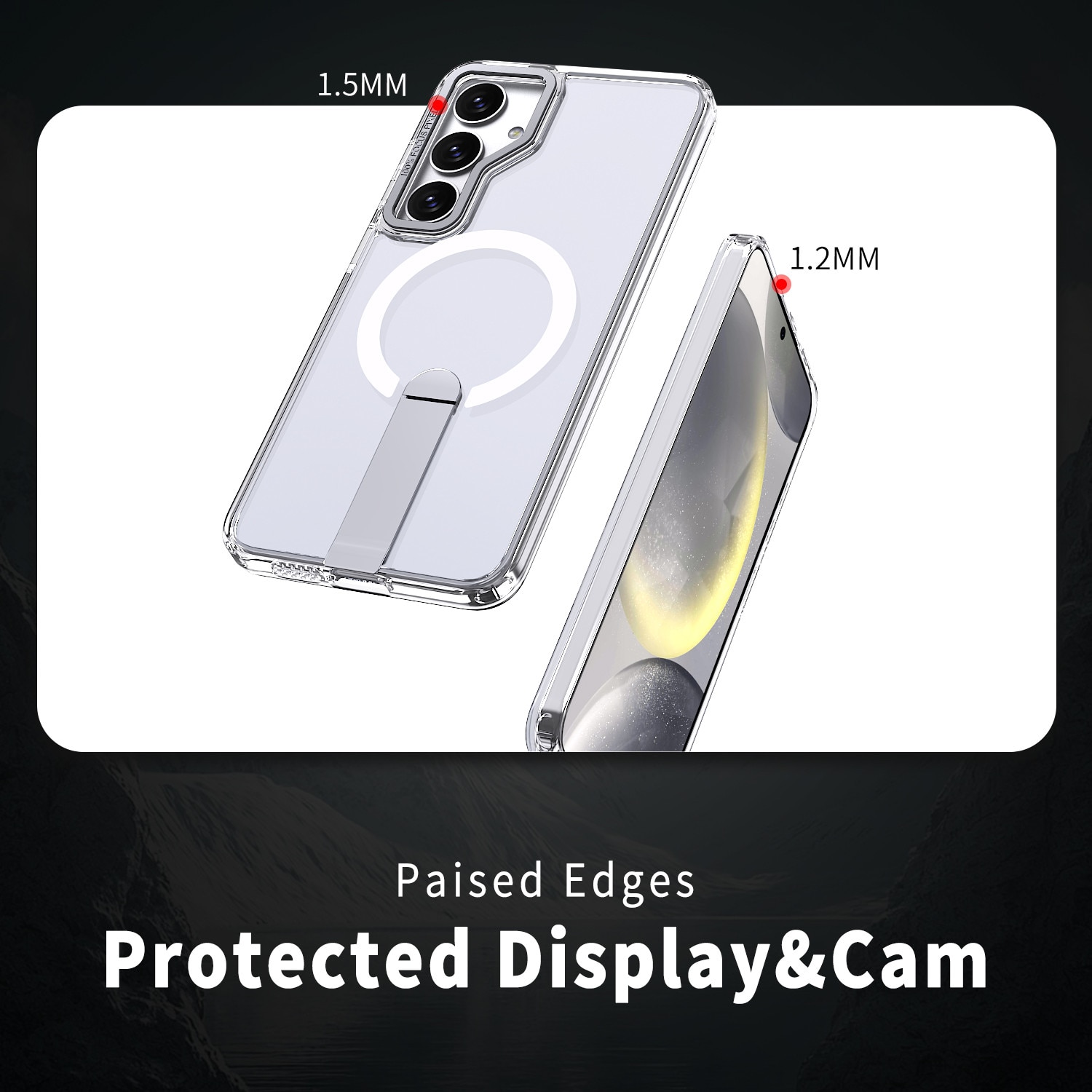 Husa de protectie pentru Samsung Galaxy S26 Compatibila cu MagSafe, Kickstand Metalic, TPU + Acril, Transparent – Protectie Premium si Design Elegant