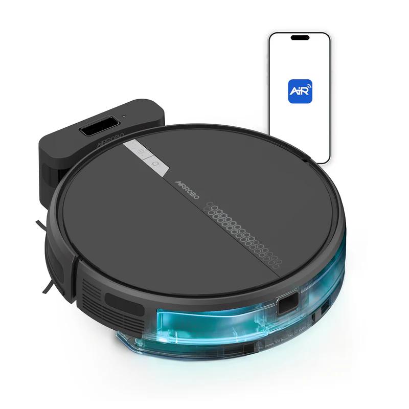 Robot aspirator AIRROBO G60, Aspirare si spalare 3-in-1, Putere 3000 Pa, Autonomie 120 min, Navigatie giroscopica, Wi-Fi, Aplicatie mobila, Alexa si Google Assistant, Negru