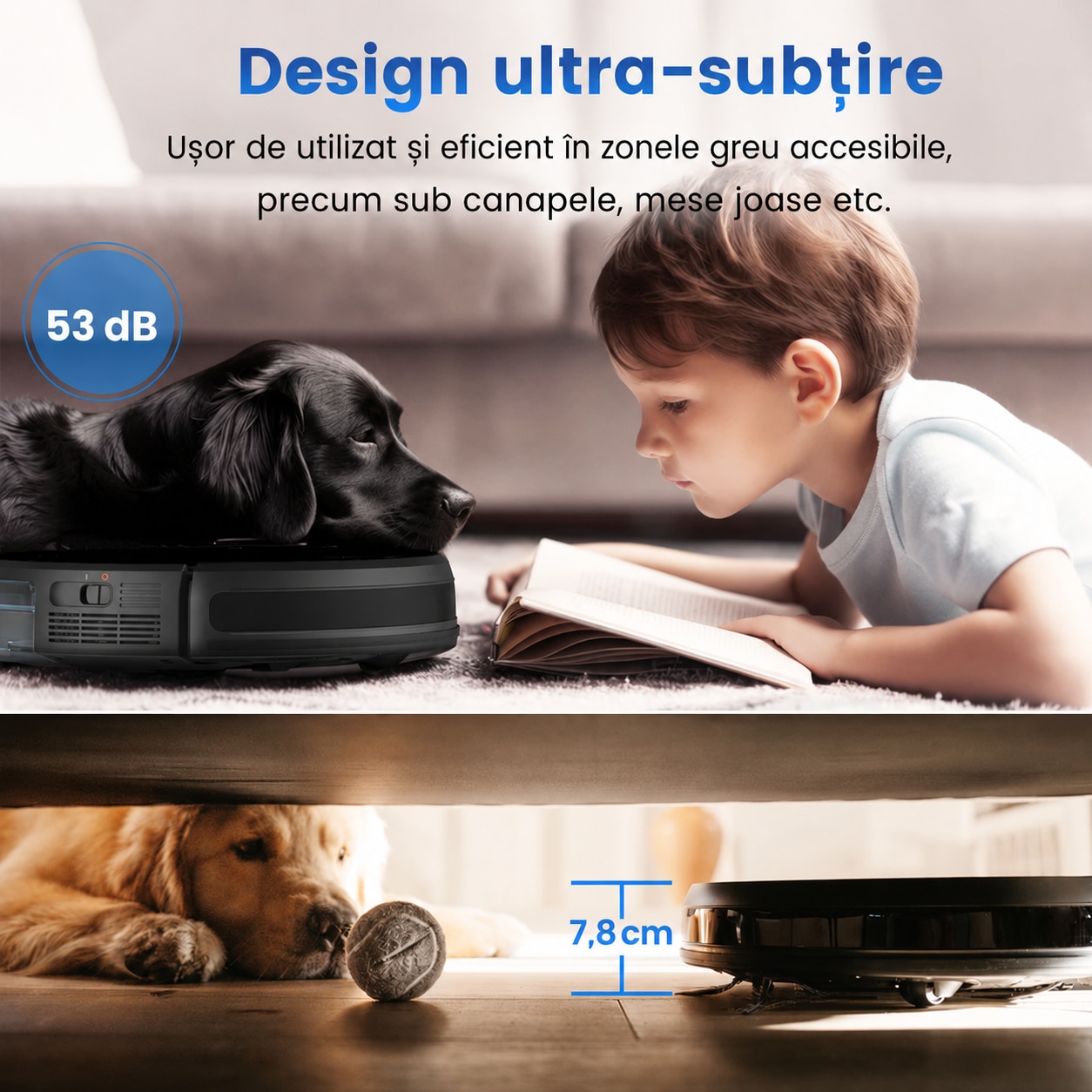 Robot aspirator AIRROBO G60, Aspirare si spalare 3-in-1, Putere 3000 Pa, Autonomie 120 min, Navigatie giroscopica, Wi-Fi, Aplicatie mobila, Alexa si Google Assistant, Negru