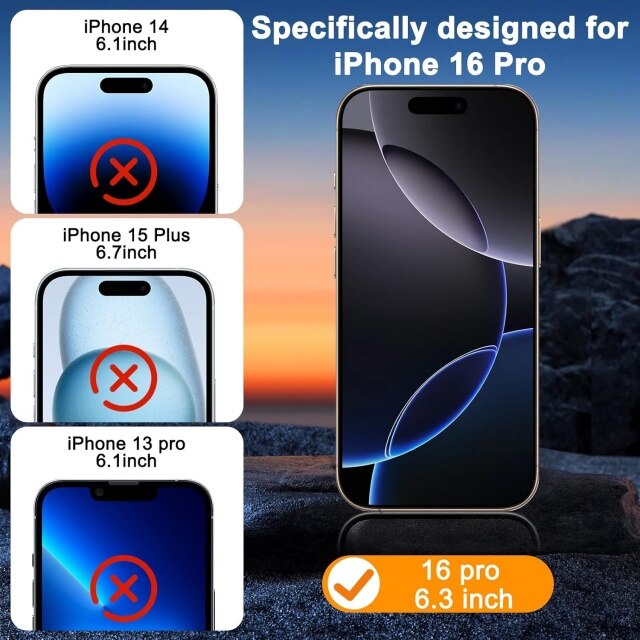 Set 3 folii de protectie compatibile cu iPhone 16 Pro, 6.3 inch, sticla securizata 9H, transparenta