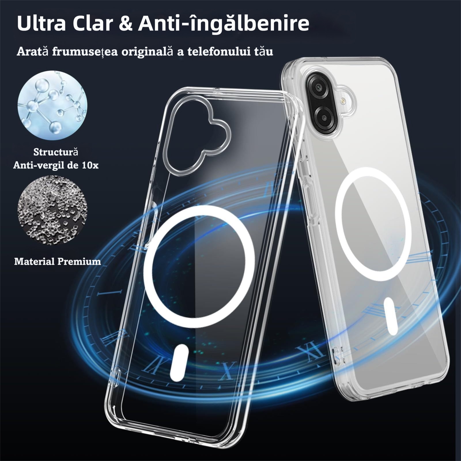 Husa Magnetica pentru Samsung Galaxy A07 5G, MOGU MagSafe Husa de Protectie, Incarcare Wireless, Margini Ridicate pentru Protectia Ecranului, Anti-ingalbenire, Spate rigid din PC Rezistent la Zgarieturi, Protectie Militara, TPU, Transparenta