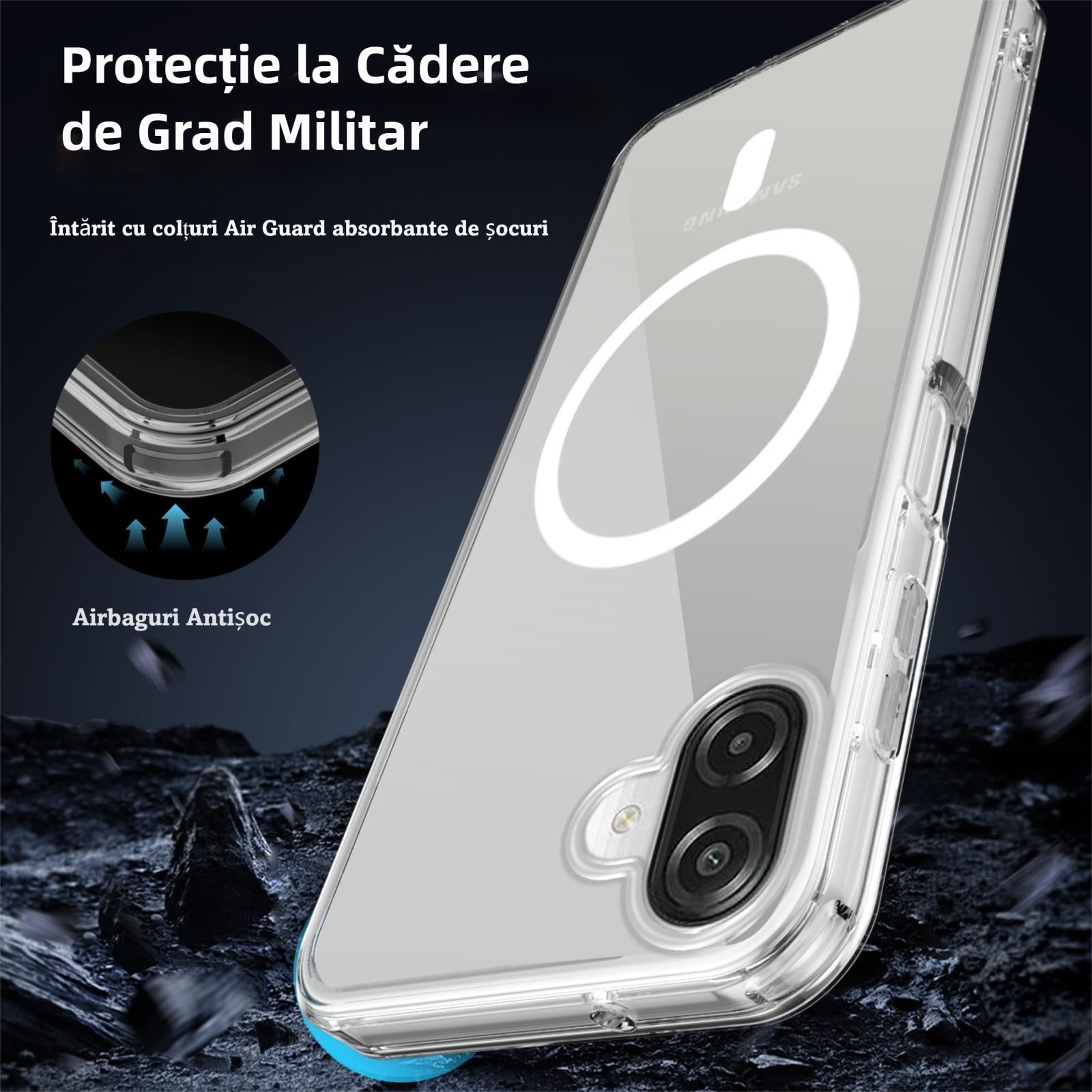 Husa Magnetica pentru Samsung Galaxy A07 5G, MOGU MagSafe Husa de Protectie, Incarcare Wireless, Margini Ridicate pentru Protectia Ecranului, Anti-ingalbenire, Spate rigid din PC Rezistent la Zgarieturi, Protectie Militara, TPU, Transparenta