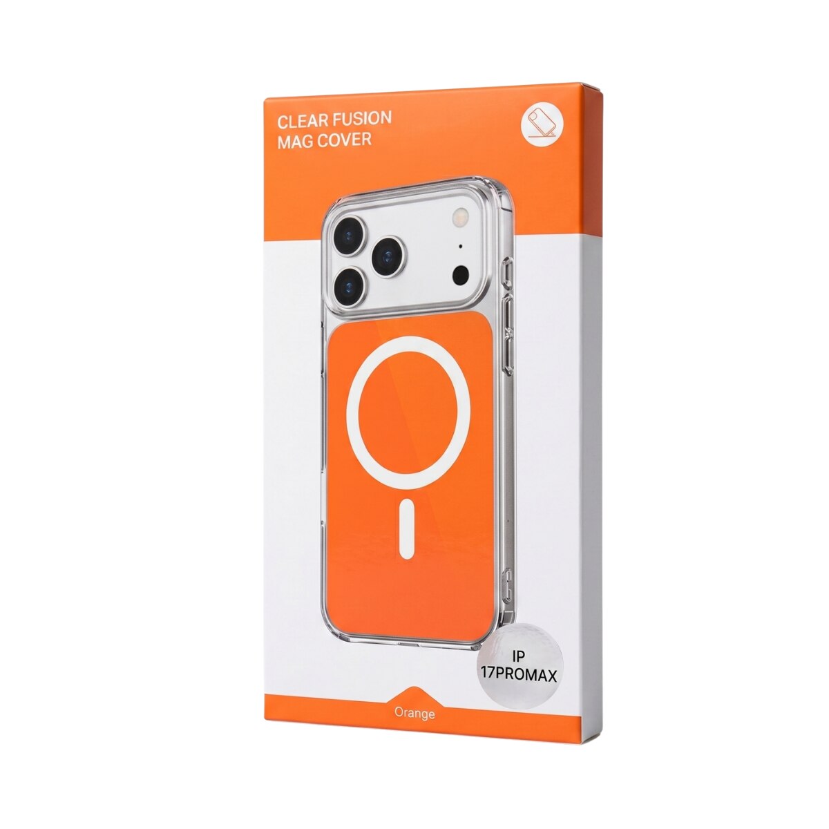Husa pentru iPhone 17 PRO MAX Portocalie, HEYBINGO®, design slim, MagSafe, Anti-Soc, Anti Zgarieturi, Clear Fusion Mag Cover