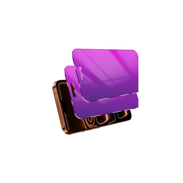 Set 2 Folii de Protectie pentru Ecran iPhone 17 Pro Max, Sticla Temperata, Anti-Spion, Anti-Lumina Albastra, Violet, 6.9 inch