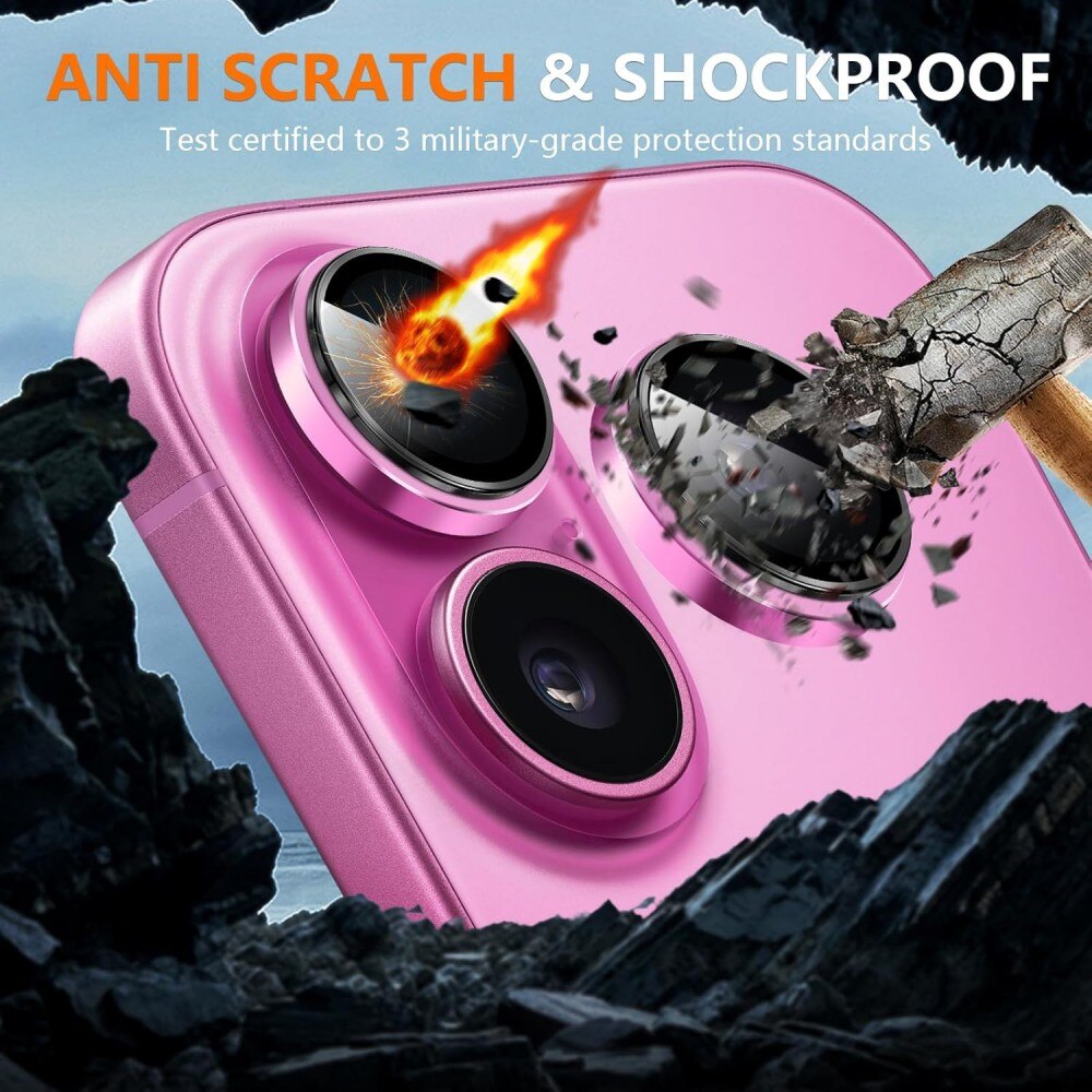 Folie Protectie Lentila Camera Aspect pentru iPhone 16, Sticla Temperata 9H Intarita Chimic AR Anti-Reflexie, Adsorbtie Electrostatica, Potrivire Fara Cusaturi, Impermeabila Anti-Socuri Anti-Zgarieturi, Roz