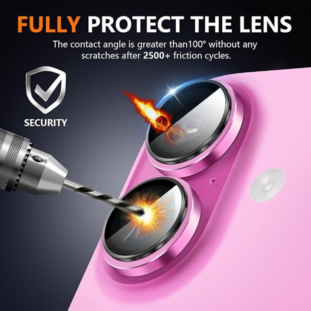 Folie Protectie Lentila Camera Aspect pentru iPhone 16, Sticla Temperata 9H Intarita Chimic AR Anti-Reflexie, Adsorbtie Electrostatica, Potrivire Fara Cusaturi, Impermeabila Anti-Socuri Anti-Zgarieturi, Roz