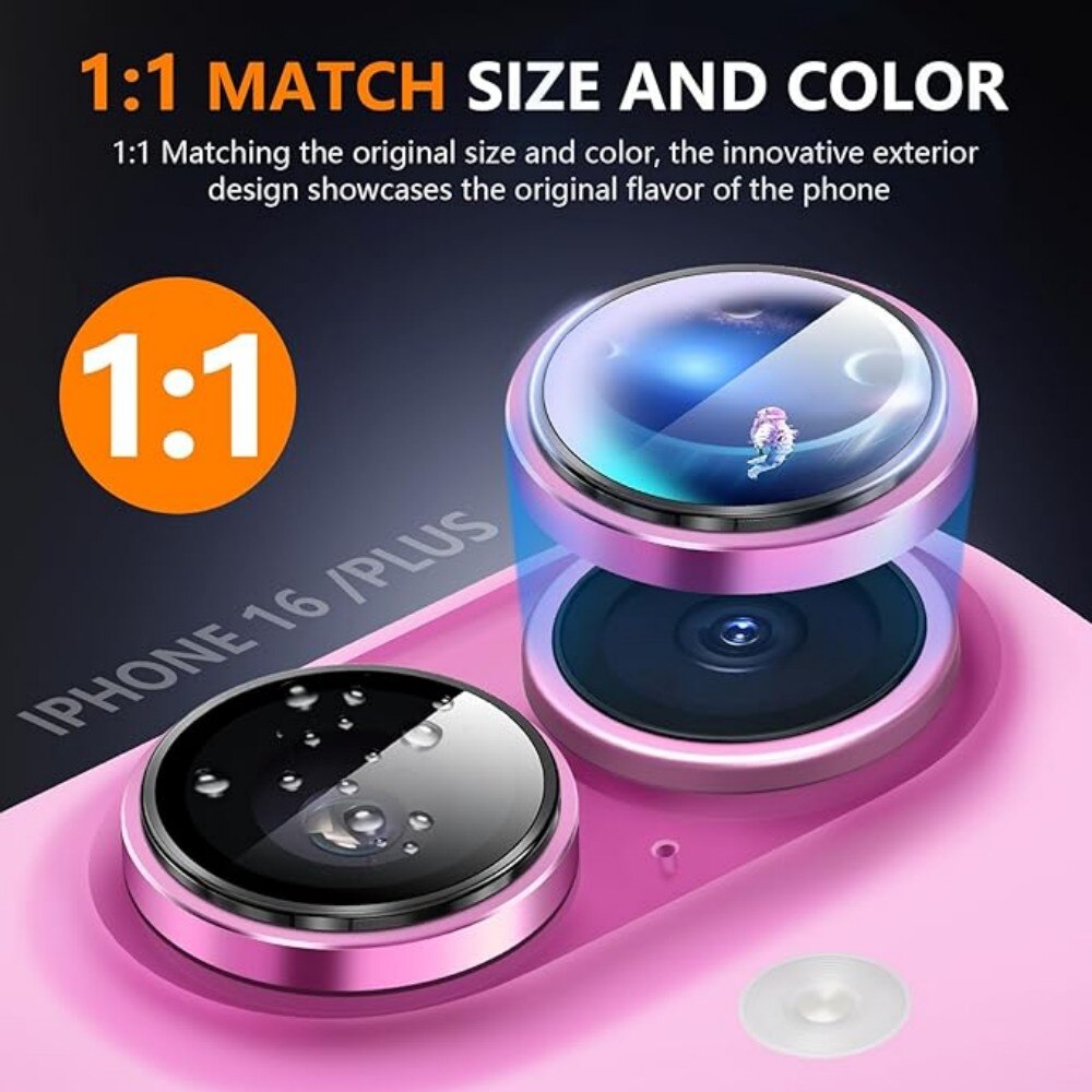 Folie Protectie Lentila Camera Aspect pentru iPhone 16, Sticla Temperata 9H Intarita Chimic AR Anti-Reflexie, Adsorbtie Electrostatica, Potrivire Fara Cusaturi, Impermeabila Anti-Socuri Anti-Zgarieturi, Roz