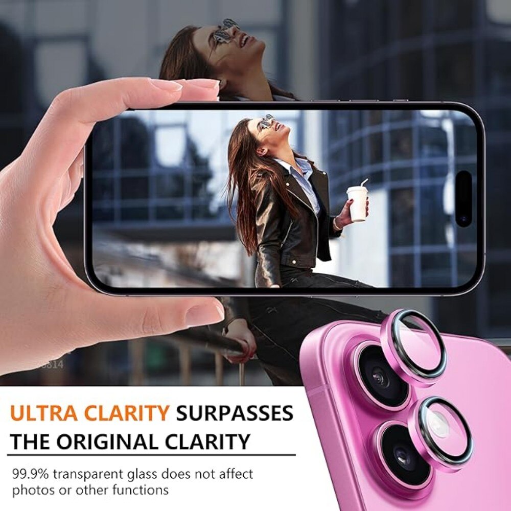 Folie Protectie Lentila Camera Aspect pentru iPhone 16, Sticla Temperata 9H Intarita Chimic AR Anti-Reflexie, Adsorbtie Electrostatica, Potrivire Fara Cusaturi, Impermeabila Anti-Socuri Anti-Zgarieturi, Roz