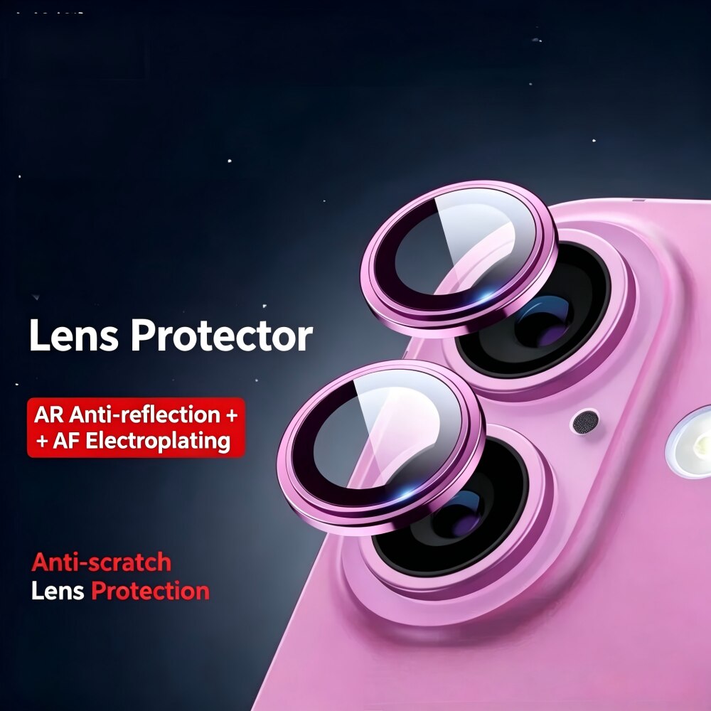 Folie Protectie Lentila Camera Aspect pentru iPhone 16, Sticla Temperata 9H Intarita Chimic AR Anti-Reflexie, Adsorbtie Electrostatica, Potrivire Fara Cusaturi, Impermeabila Anti-Socuri Anti-Zgarieturi, Roz