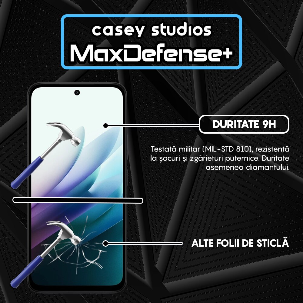 Folie Sticla CASEY STUDIOS™ compatibila cu Xiaomi Redmi 15, Full Cover 3D, Full Glue, Sticla Securizata, Duritate Militara, Ultra HD, Protectie Profesionala Ecran 3D, Anti Zgarieturi, Anti Socuri, Margini Negre