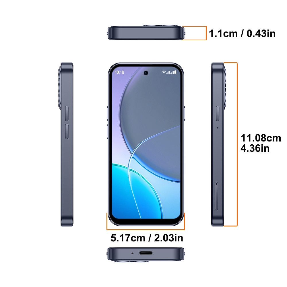Telefon mobil ONEMYTH A19 Pro 4.5 inch, 2GB RAM, 16GB ROM, Albastru, Dual SIM