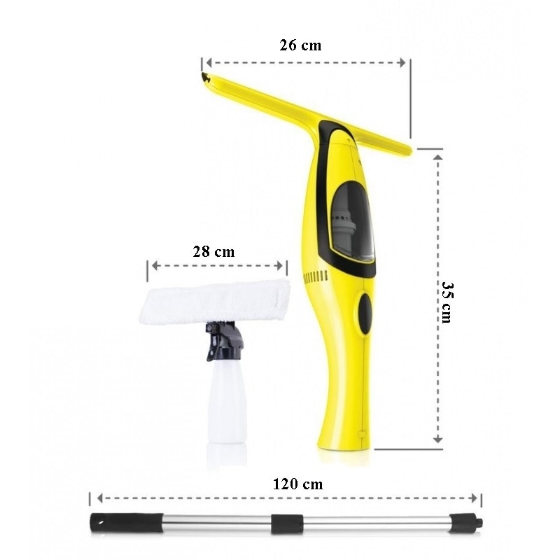 Aspirator geamuri cu acumulator Li-Ion 2000mAh, maner telescopic max 120cm