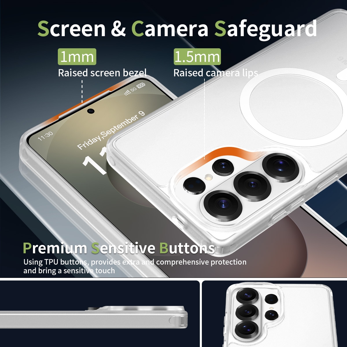 Husă de protecție pentru Samsung Galaxy S25 Ultra, transparentă, antishock, margini ridicate, 1mmx1.5mm