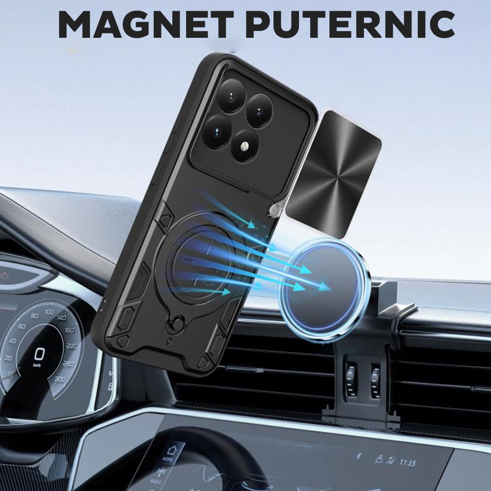 Husa pentru Oppo A6 4G / A6x 4G / A6x 5G / A6k 4G, CamGuard Pro Kickstand, Slider Camera, Antisoc, Protectie Superioara, Negru