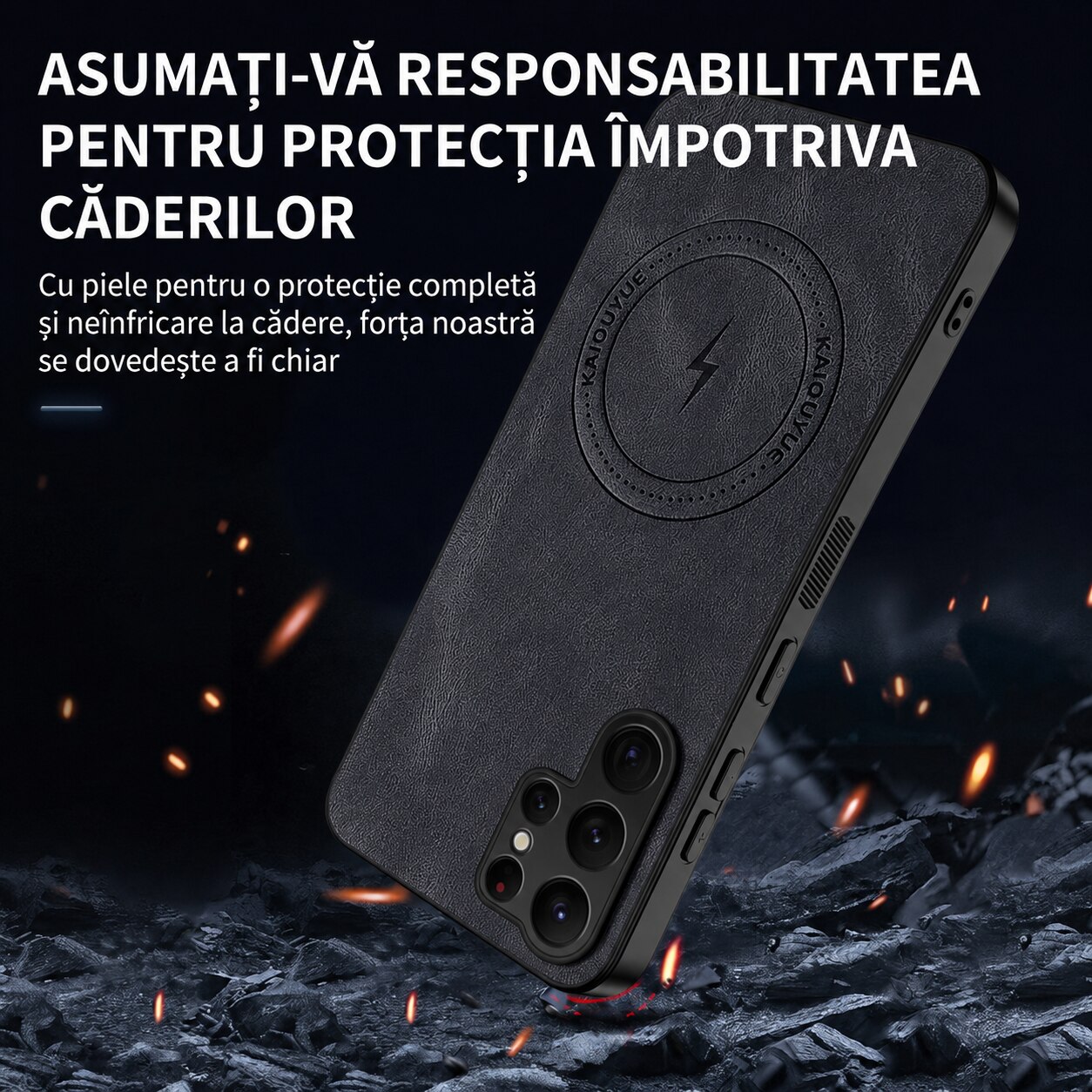 Husa pentru Samsung Galaxy S26 Ultra, Piele Ecologica Nappa, Suport Magnetic MagSafe, Protectie Premium, Design Elegant, Negru