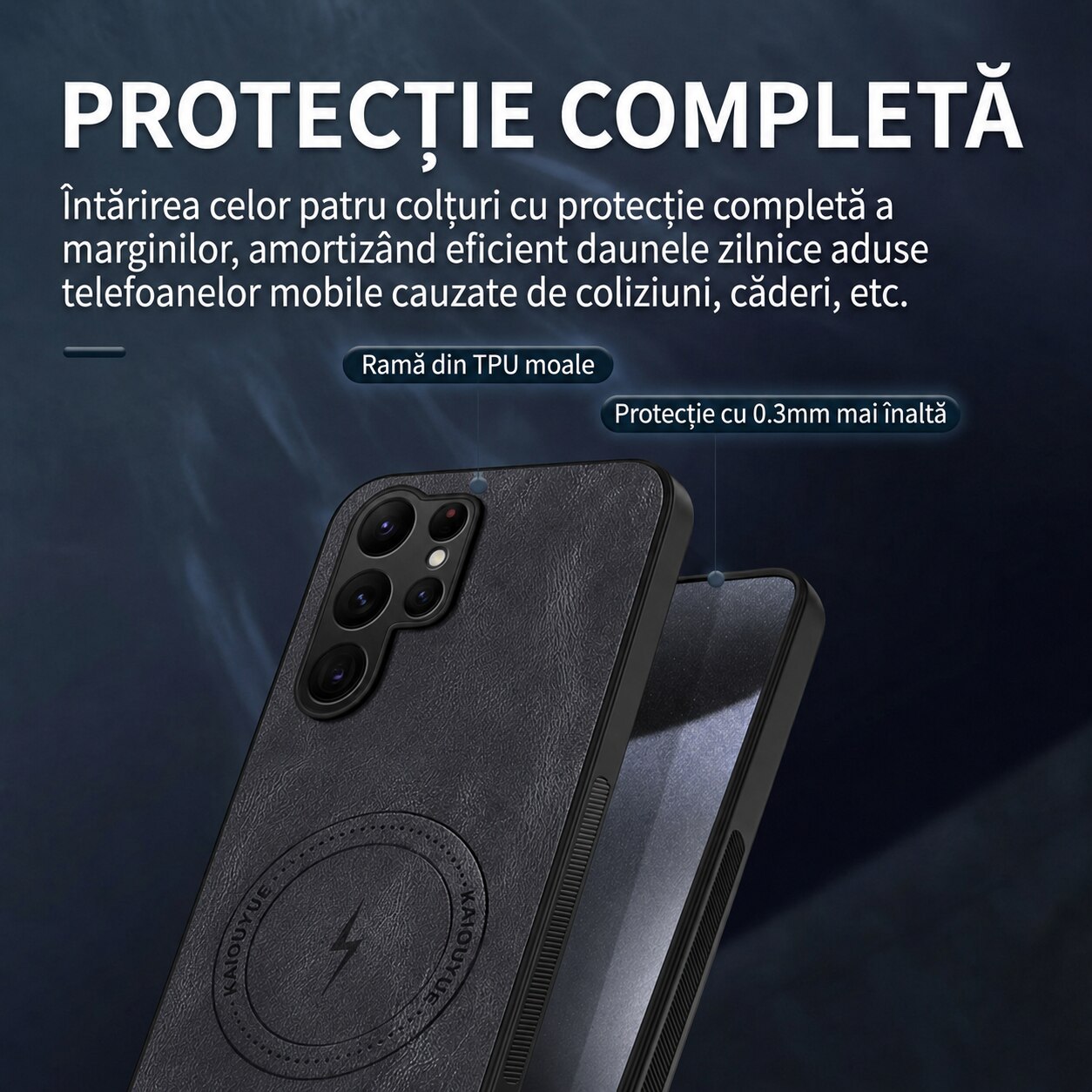 Husa pentru Samsung Galaxy S26 Ultra, Piele Ecologica Nappa, Suport Magnetic MagSafe, Protectie Premium, Design Elegant, Negru