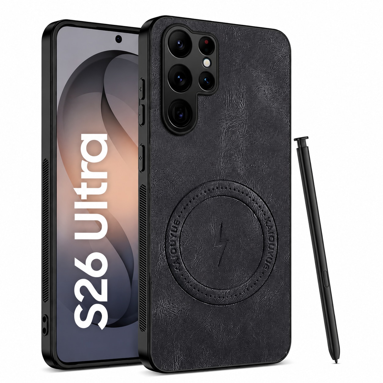 Husa pentru Samsung Galaxy S26 Ultra, Piele Ecologica Nappa, Suport Magnetic MagSafe, Protectie Premium, Design Elegant, Negru