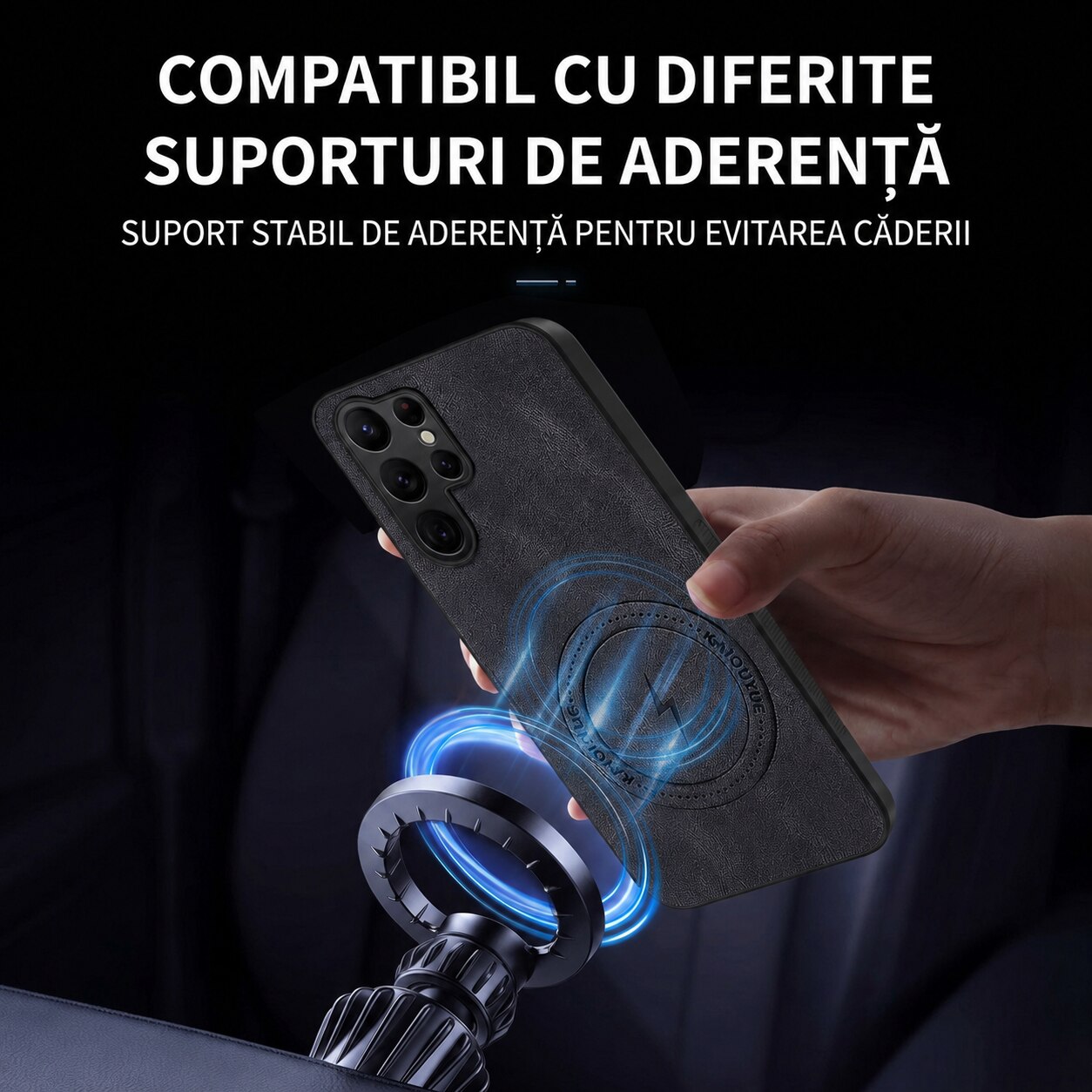 Husa pentru Samsung Galaxy S26 Ultra, Piele Ecologica Nappa, Suport Magnetic MagSafe, Protectie Premium, Design Elegant, Negru