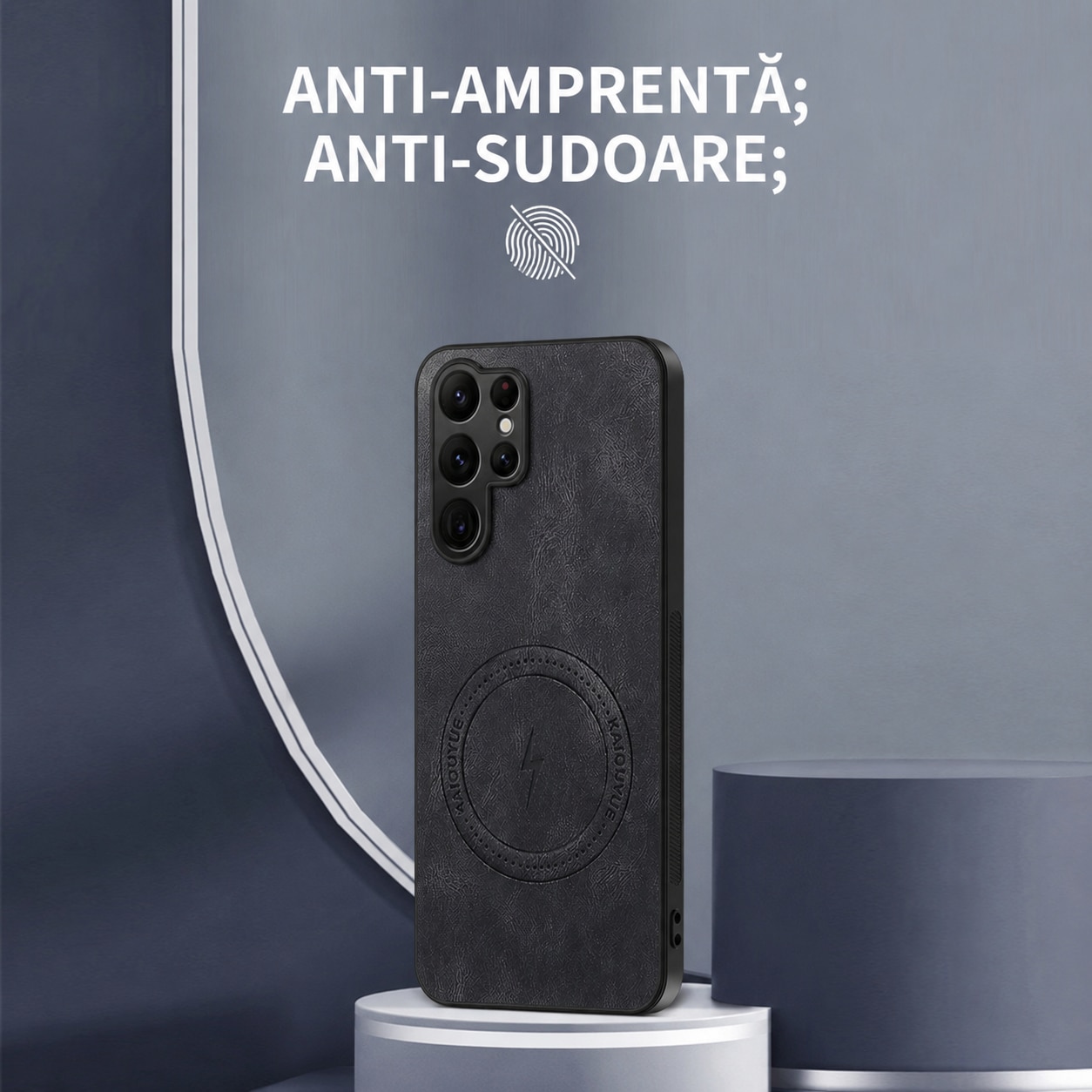 Husa pentru Samsung Galaxy S26 Ultra, Piele Ecologica Nappa, Suport Magnetic MagSafe, Protectie Premium, Design Elegant, Negru