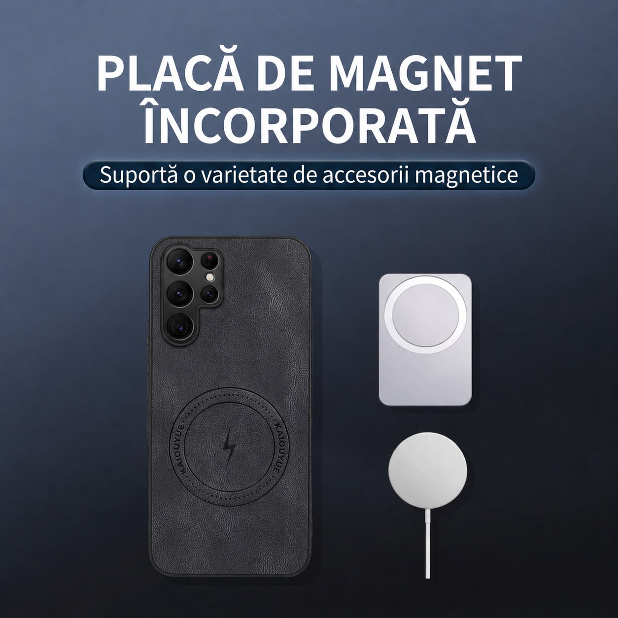 Husa pentru Samsung Galaxy S26 Ultra, Piele Ecologica Nappa, Suport Magnetic MagSafe, Protectie Premium, Design Elegant, Negru