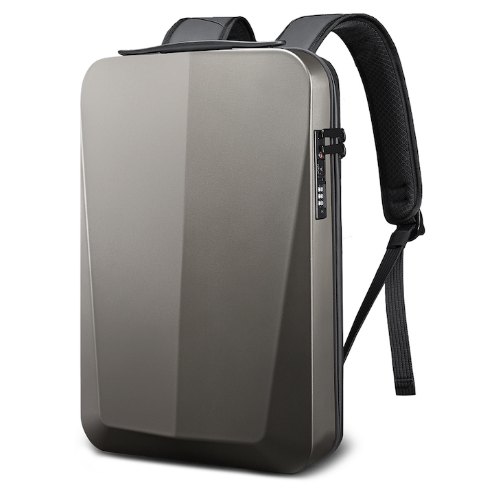 Rucsac laptop 15.6 inch, carcasa tare, port USB, si USB-C, rezistent la apa, lacat TSA, sistem fixare pe valiza BANGE, BG22201GD, Auriu