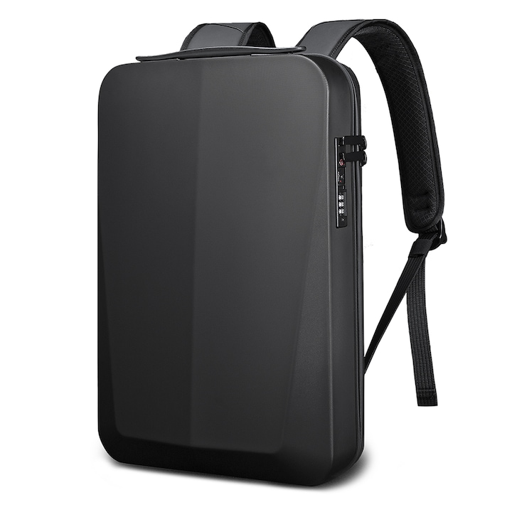Rucsac laptop 15.6 inch, carcasa tare, port USB, si USB-C, rezistent la apa, lacat TSA, sistem fixare pe valiza BANGE, BG22201BK, Negru