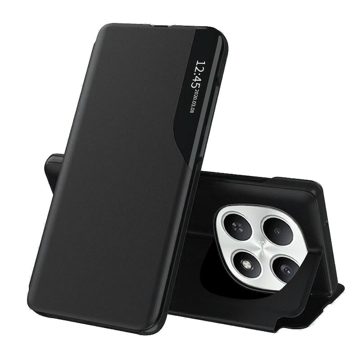 Husa pentru Xiaomi Redmi Note 15 4G Tip Carte, S-View, Functie de Stand, Calitate Premium, Antisoc, Protectie Sporita, Negru