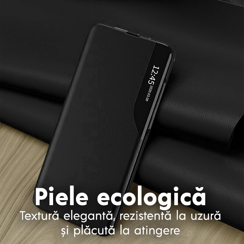 Husa pentru Xiaomi Redmi Note 15 4G Tip Carte, S-View, Functie de Stand, Calitate Premium, Antisoc, Protectie Sporita, Negru