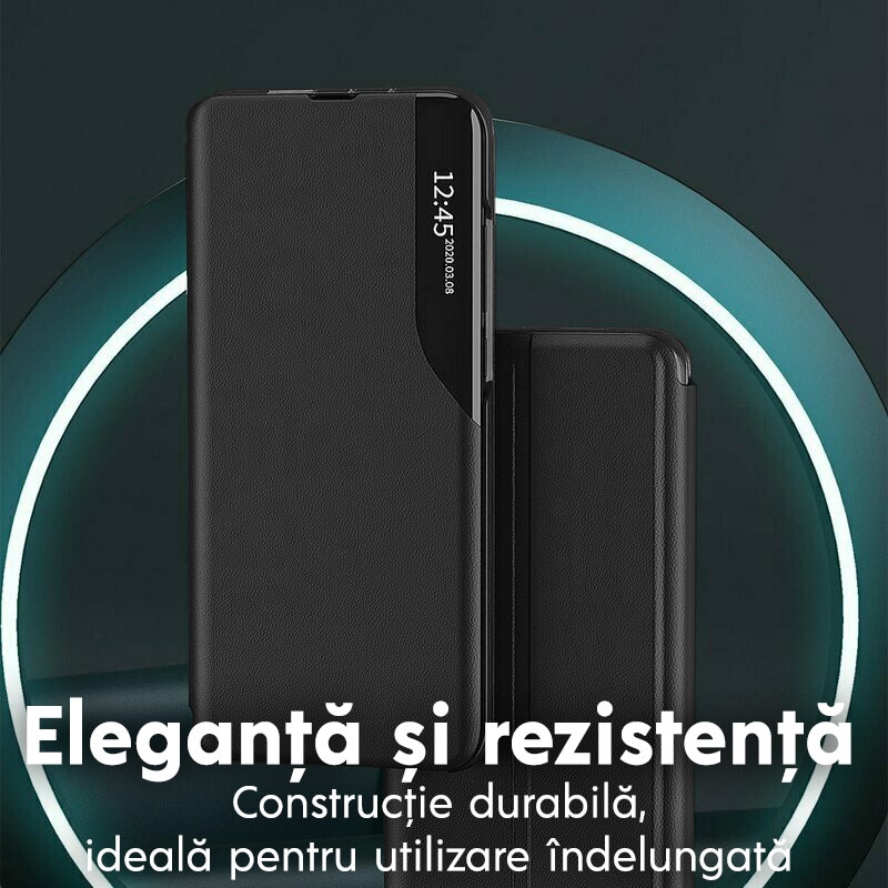 Husa pentru Xiaomi Redmi Note 15 4G Tip Carte, S-View, Functie de Stand, Calitate Premium, Antisoc, Protectie Sporita, Negru