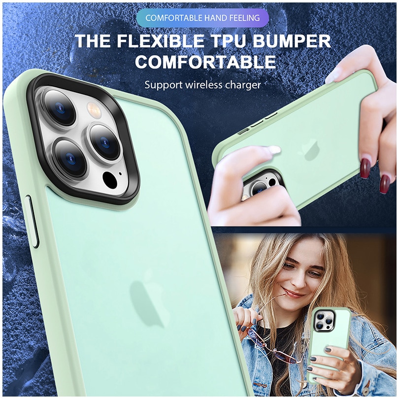 Husa de protectie A+ semitransparenta pentru iPhone 14 Pro Max, vernil