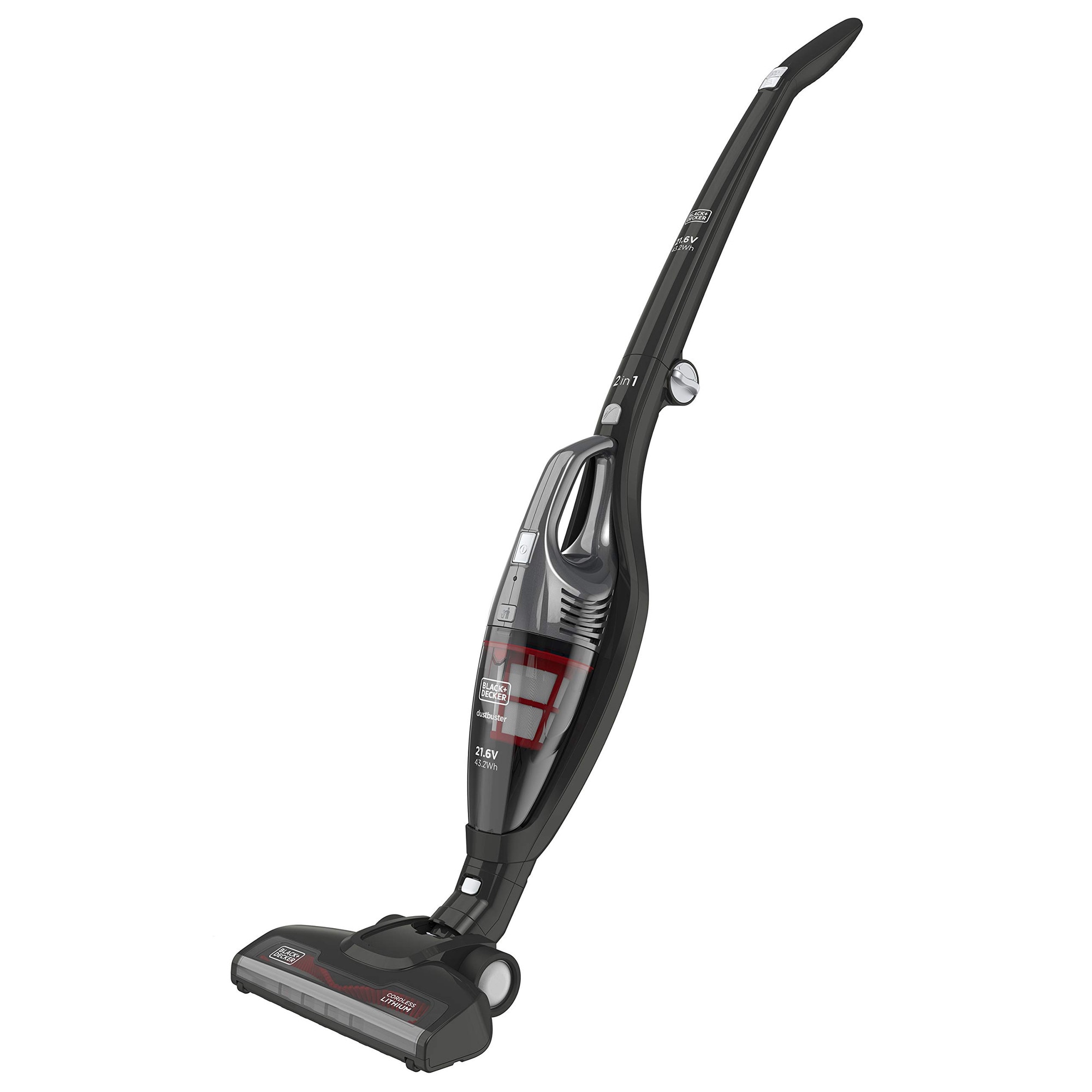 BLACK+DECKER Aspirator cu baton 2 in 1 fara fir, aspirator de podea si de mana (21,6 V, cu perie turbo pentru murdarie persistenta, de sine statatoare, inclusiv cablu de incarcare, atas de perete, duza pentru crapaturi, perie pentru tapiterie) SVB620JW
