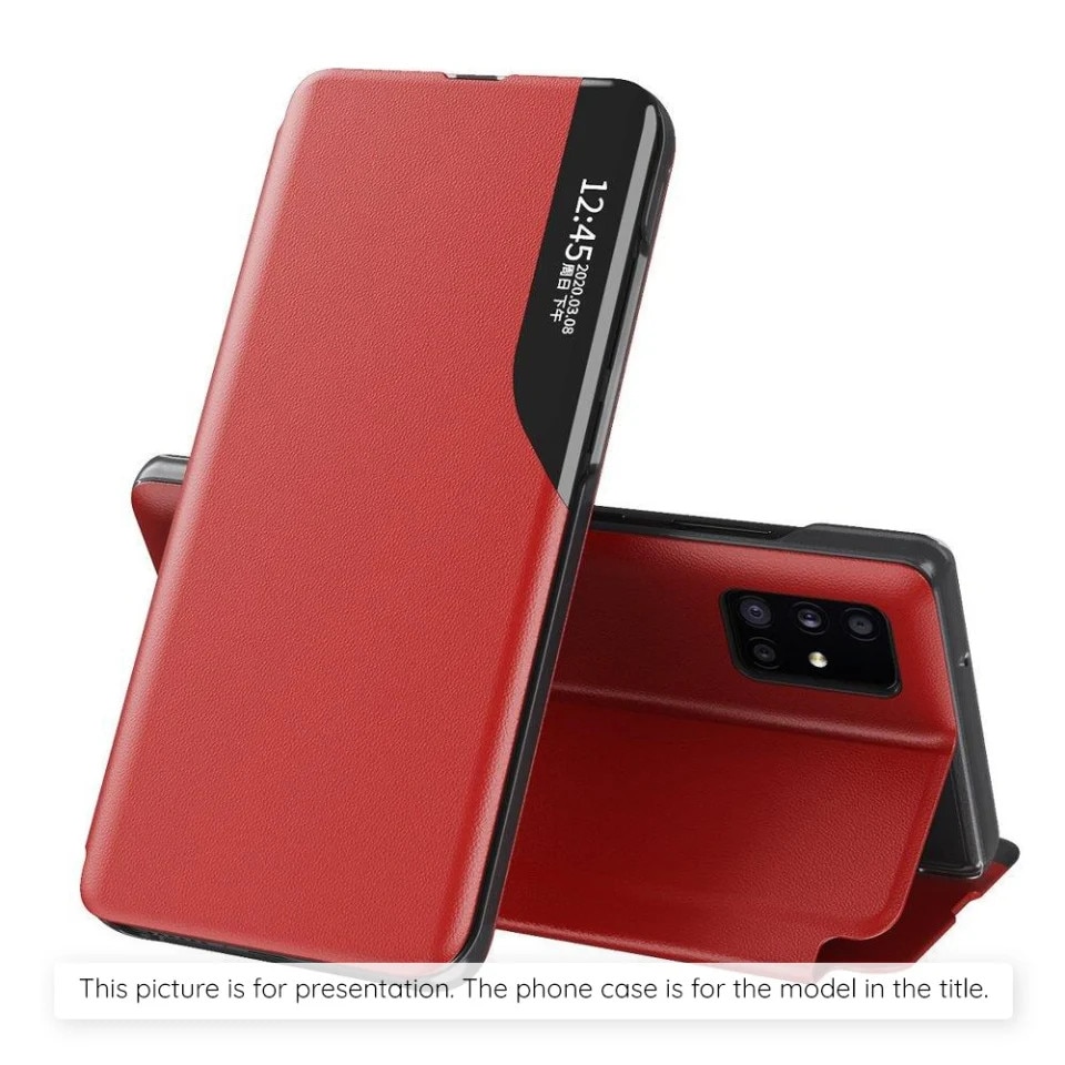Husa pentru Samsung Galaxy A37 5G, SKYDDAR INNOVATION, eFold, tip carte, set cu sticker, Rosu