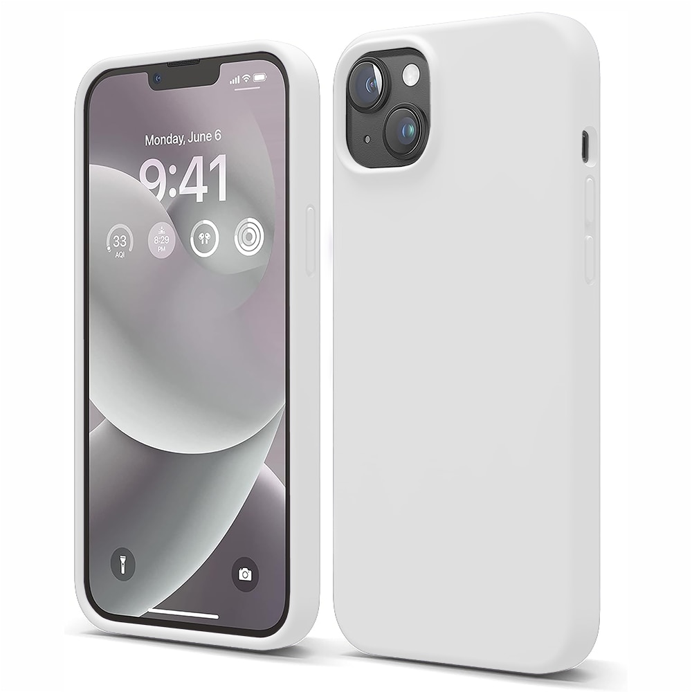 Husa CASEY STUDIOS™ compatibila cu iPhone 13, Soft Silicone Premium, Microfibra in Interior, Alb, de Protectie, Ultra Slim, pentru Incarcare Wireless, Margini Ridicate de Protectia Ecranului si a Camerelor