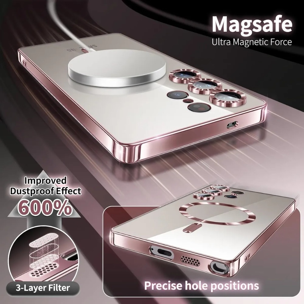 Husă de protecție hardcase, încărcare Magsafe, aur trandafir, Samsung Galaxy S25 Ultra
