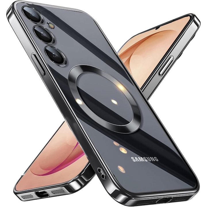 Husa compatibila cu Samsung Galaxy S26, ALC MOBILE, pentru telefon mobil cu protectie pentru camera, Tehnologie MagSafe, rezistenta la socuri, contur Negru