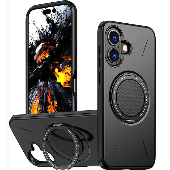 Husa pentru Samsung Galaxy A06/Galaxy A07, Rezistenta militara la socuri! Huska cu suport magnetic 360° compatibil MagSafe si design modern - Negru