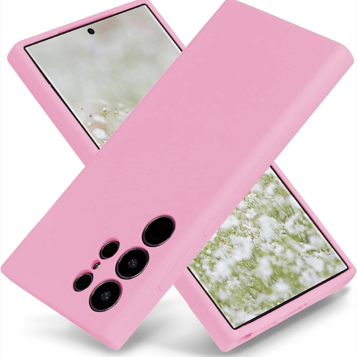 Husa CASEY STUDIOS™ compatibila cu Samsung Galaxy S23 Ultra, Soft Silicone Premium, Microfibra in Interior, de Protectie, Ultra Slim, pentru Incarcare Wireless, Margini Ridicate pentru Protectia Ecranului si a Camerelor, Roz
