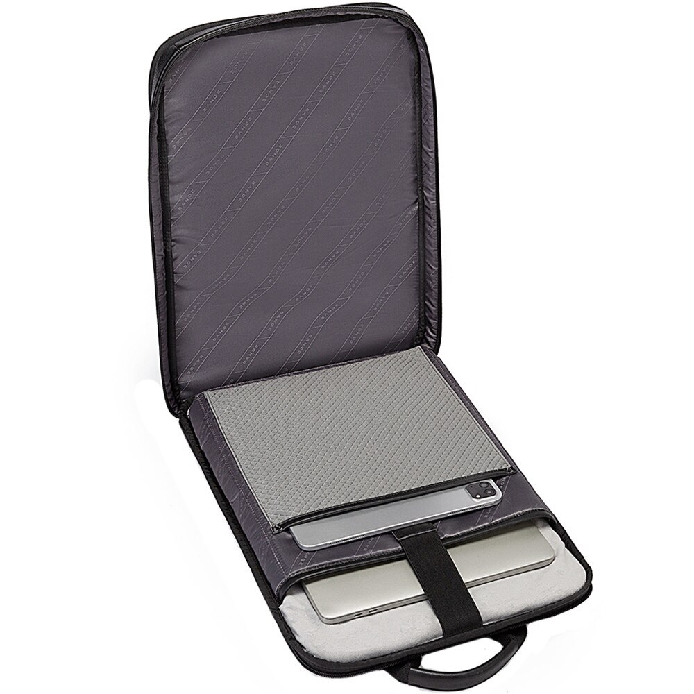 Rucsac laptop 15.6 inch, din piele naturala, rezistent la stropi de apa, buzunar anbtifurt, sistem fixare pe valiza, BANGE, BG6625BK, Negru