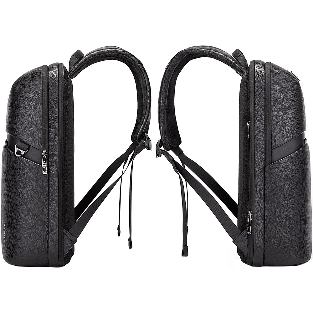 Rucsac laptop 15.6 inch, din piele naturala, rezistent la stropi de apa, buzunar anbtifurt, sistem fixare pe valiza, BANGE, BG6625BK, Negru