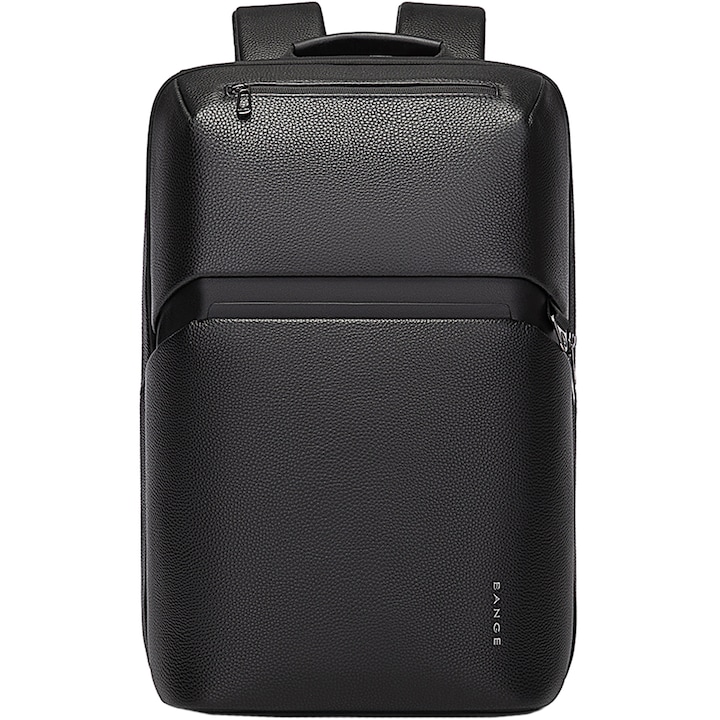 Rucsac laptop 15.6 inch, din piele naturala, rezistent la stropi de apa, buzunar anbtifurt, sistem fixare pe valiza, BANGE, BG6625BK, Negru