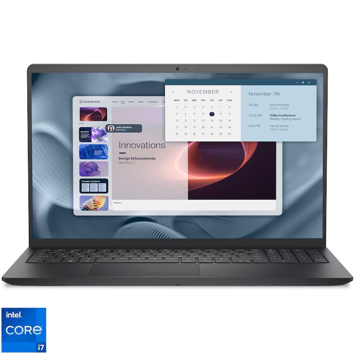 Laptop Dell 15 DC15250 cu procesor Intel Core i5-1334U pana la 4.6 GHz, 15.6", Full HD, 120Hz, 16GB DDR4, 512GB SSD, Intel UHD Graphics, Windows 11 Pro, black