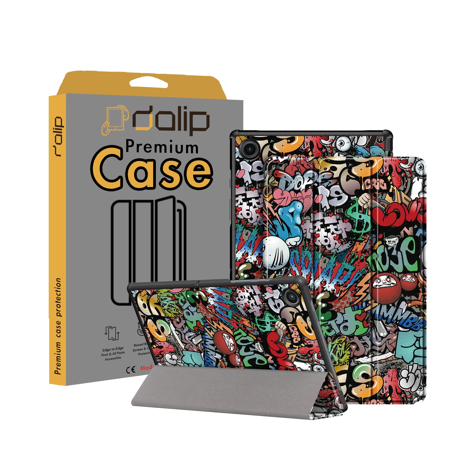 Husa pentru Samsung Galaxy Tab A8 10.5 inch, Dalip Flip Protect 360° Landscape View, Piele ecologica, Graffiti, Multicolor
