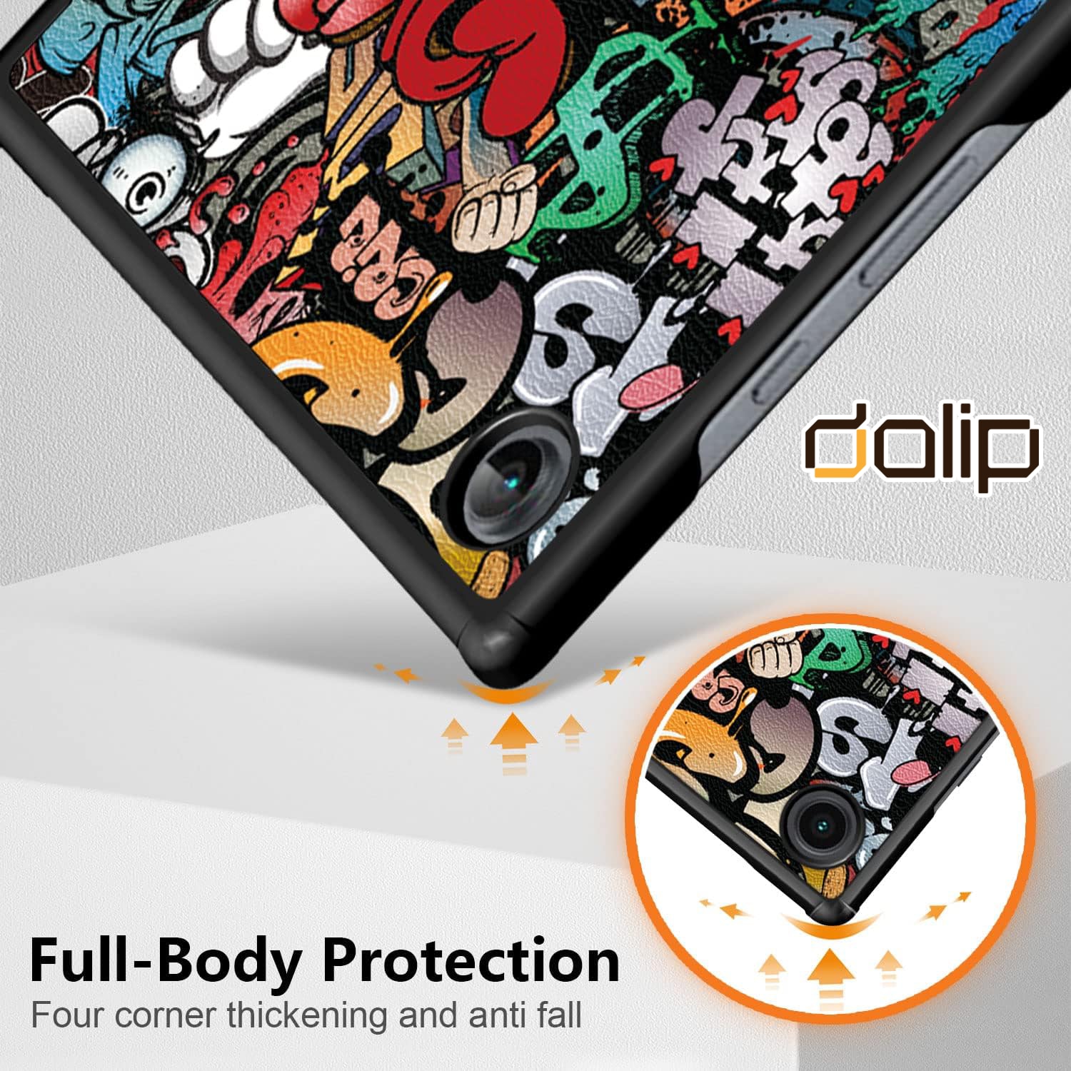 Husa pentru Samsung Galaxy Tab A8 10.5 inch, Dalip Flip Protect 360° Landscape View, Piele ecologica, Graffiti, Multicolor