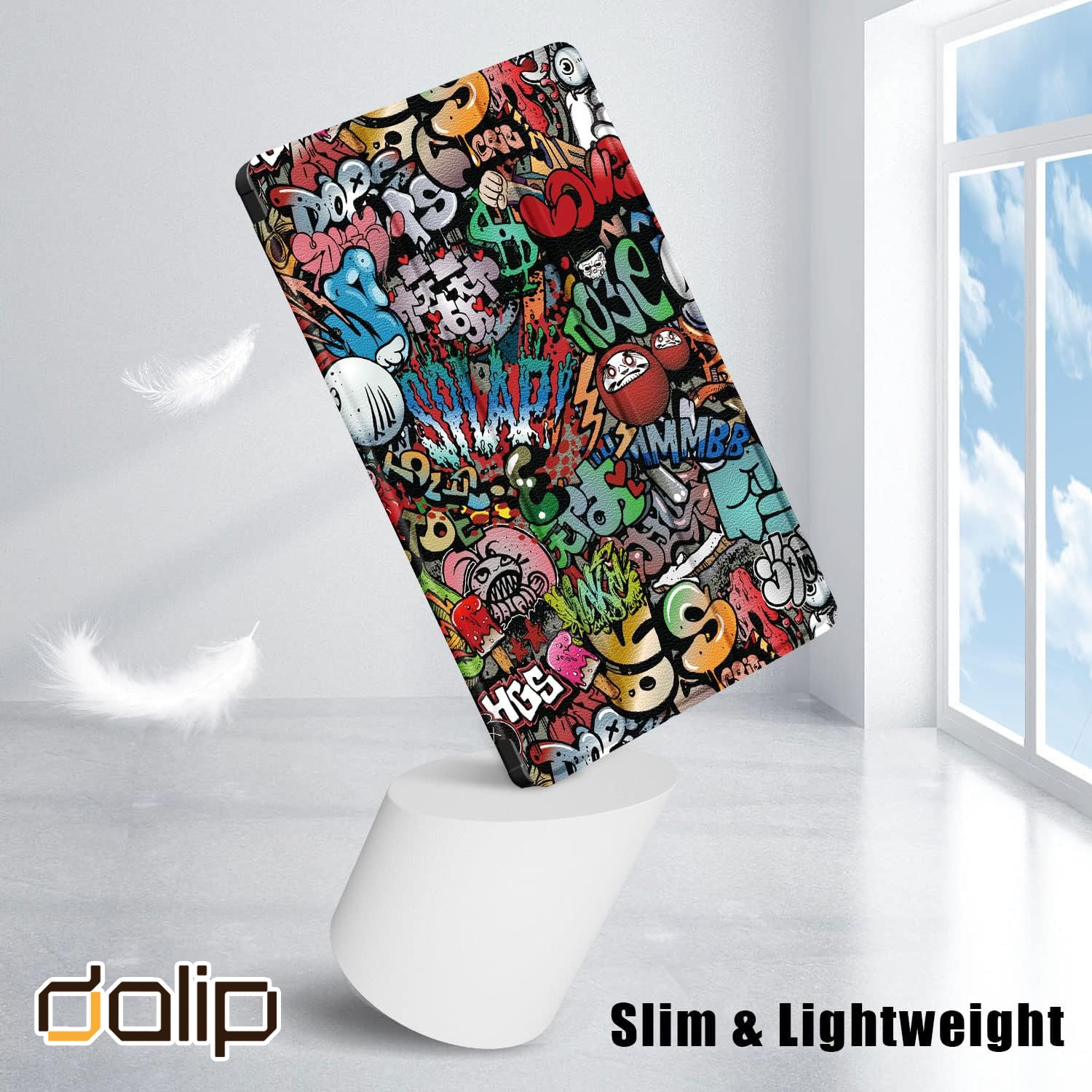 Husa pentru Samsung Galaxy Tab A8 10.5 inch, Dalip Flip Protect 360° Landscape View, Piele ecologica, Graffiti, Multicolor