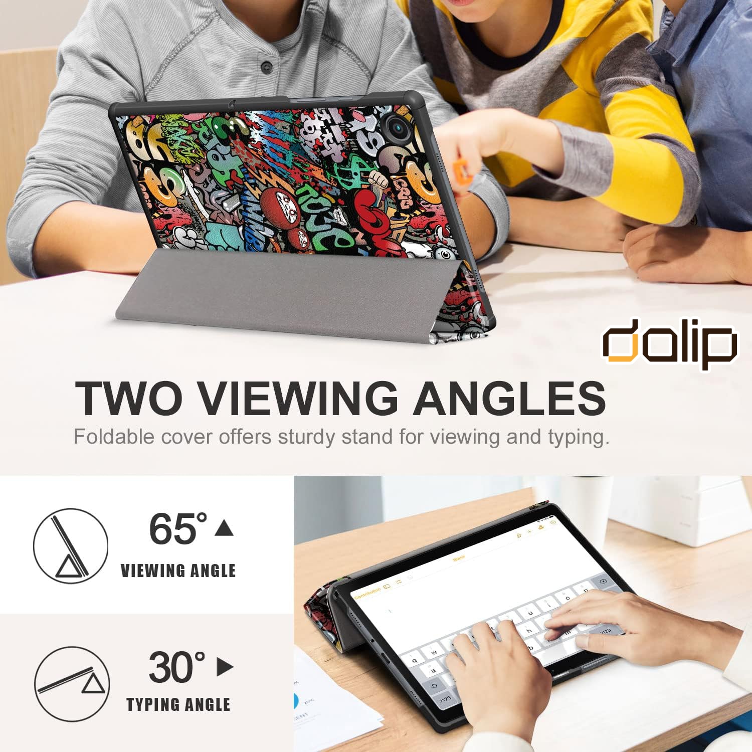 Husa pentru Samsung Galaxy Tab A8 10.5 inch, Dalip Flip Protect 360° Landscape View, Piele ecologica, Graffiti, Multicolor